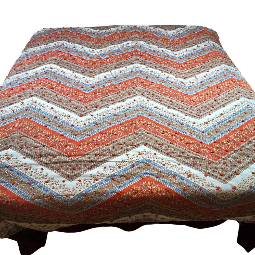 Handmade Quilt Blanket Throw Vintage 1970s‎ Cabin Farmhouse 80 x 93 Queen Size